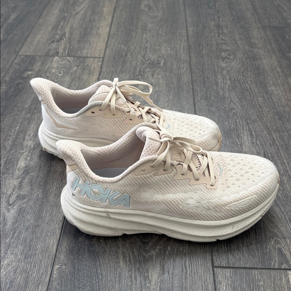 Hoka Cream and Blue Athletic Shoes - Picture 3 of 11